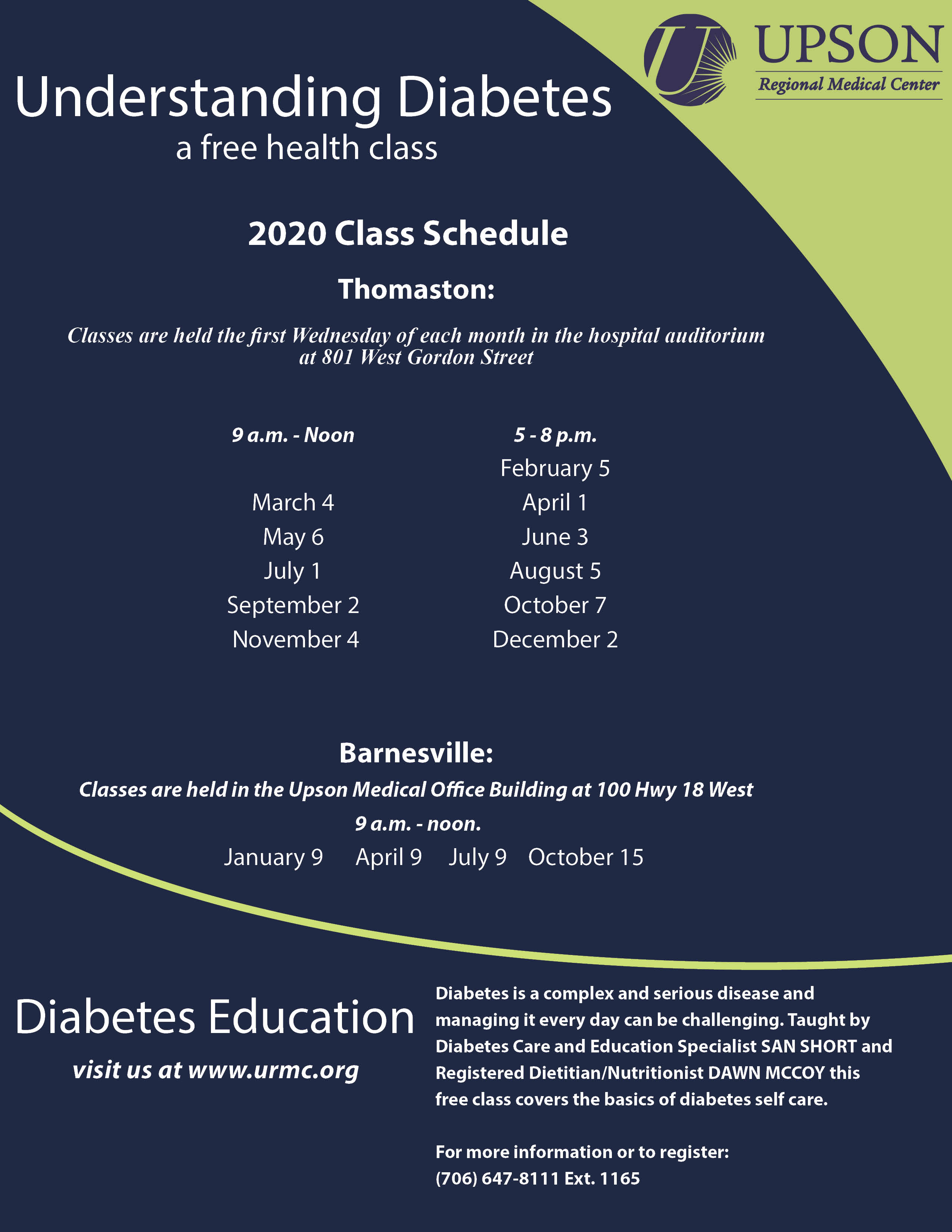 Understanding Diabetes Classes Upson Regional Medical Center